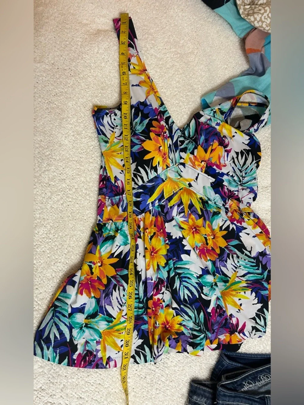 Rose Marie Reid Swim Dress Size 18 Colorful Tropical One Piece Swimsuit Padded